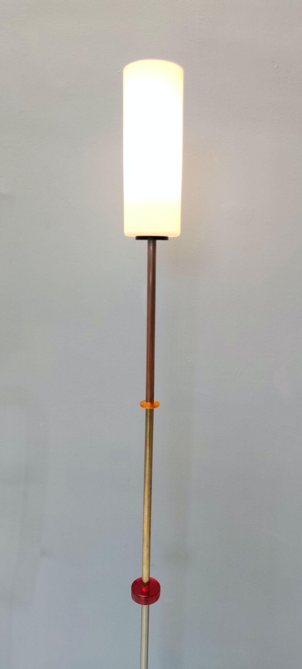 Glass, Brass, Aluminum, Copper and Iron Floor Lamp, 2021