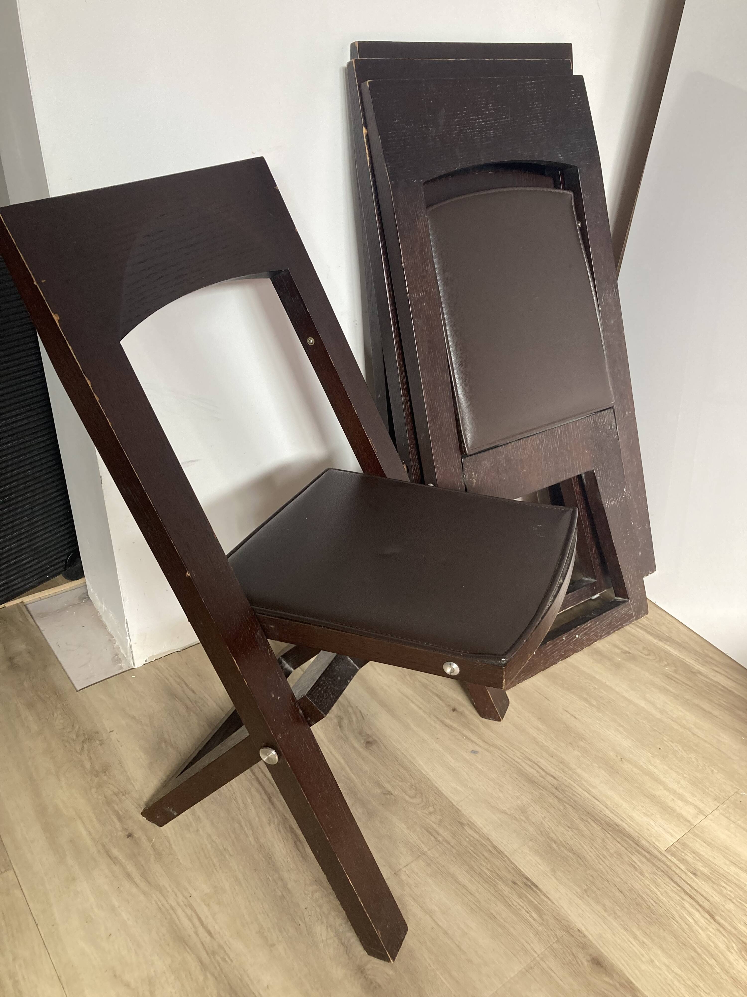 Set of 4 Gautier folding chairs in solid wood
