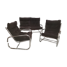 Ensemble canape et paire de fauteuil tubulaire chromé années 70 vintage