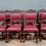 Series of 8 Renaissance walnut chairs circa 1850