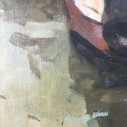 Painting Piet VOLCKAERT (1902-1973) HST Docked boats with urban marine crane