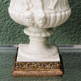 Pair of Medicis Borghese vases in porcelain biscuit and brass.