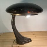 Art Deco organic mushroom bronze Murano bubble glass desk lamp