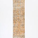 2x10 Orange & Navy Blue Floral Vintage Runner Rug, 73x297Cm