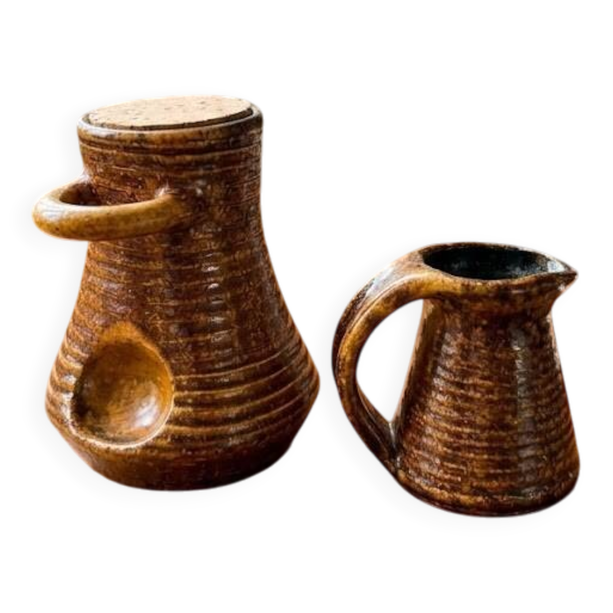 Accolay vintage 1950 ceramic jug & mustard pot signed double a