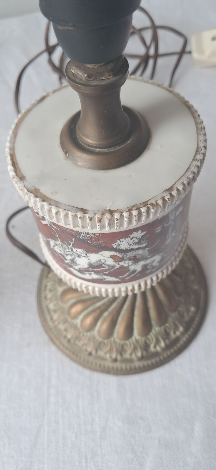 Pair of vintage brass/ceramic lamps