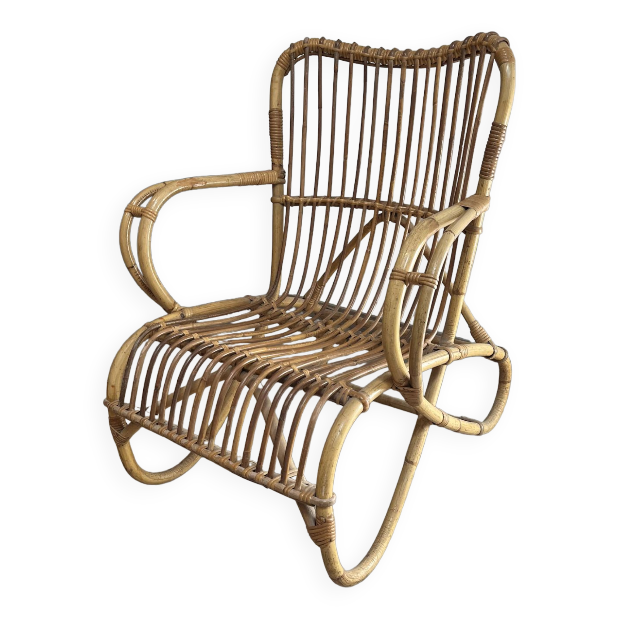 Armchair in woven wicker 1960/1970s