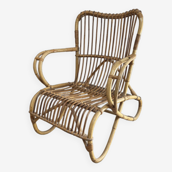 Fauteuil en osier tresse années 1960/1970