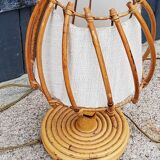 Rattan and bamboo table lamp from the 70s