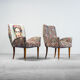 Set 3 armchairs fabric pattern frida 1950s vintage modernariate