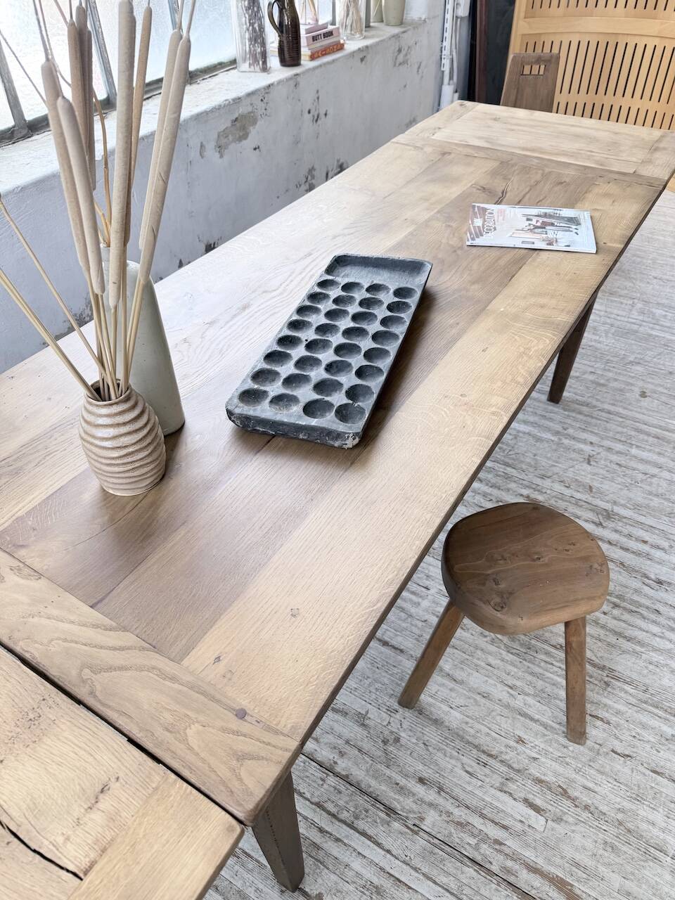 Solid oak farmhouse table with extensions (190-280cm) 1950