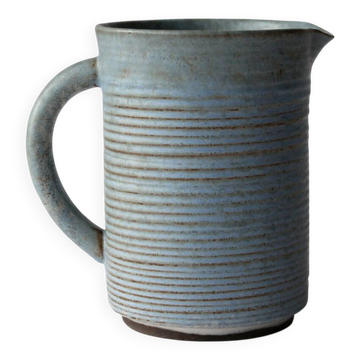 Turquoise Ribbed Mid-Century Ceramic Jug 1L