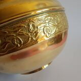 Ancien cache pot laiton frise florale vintage