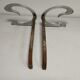 Pair of andirons in brushed steel and metal edition Jean-Paul Créations circa 1970