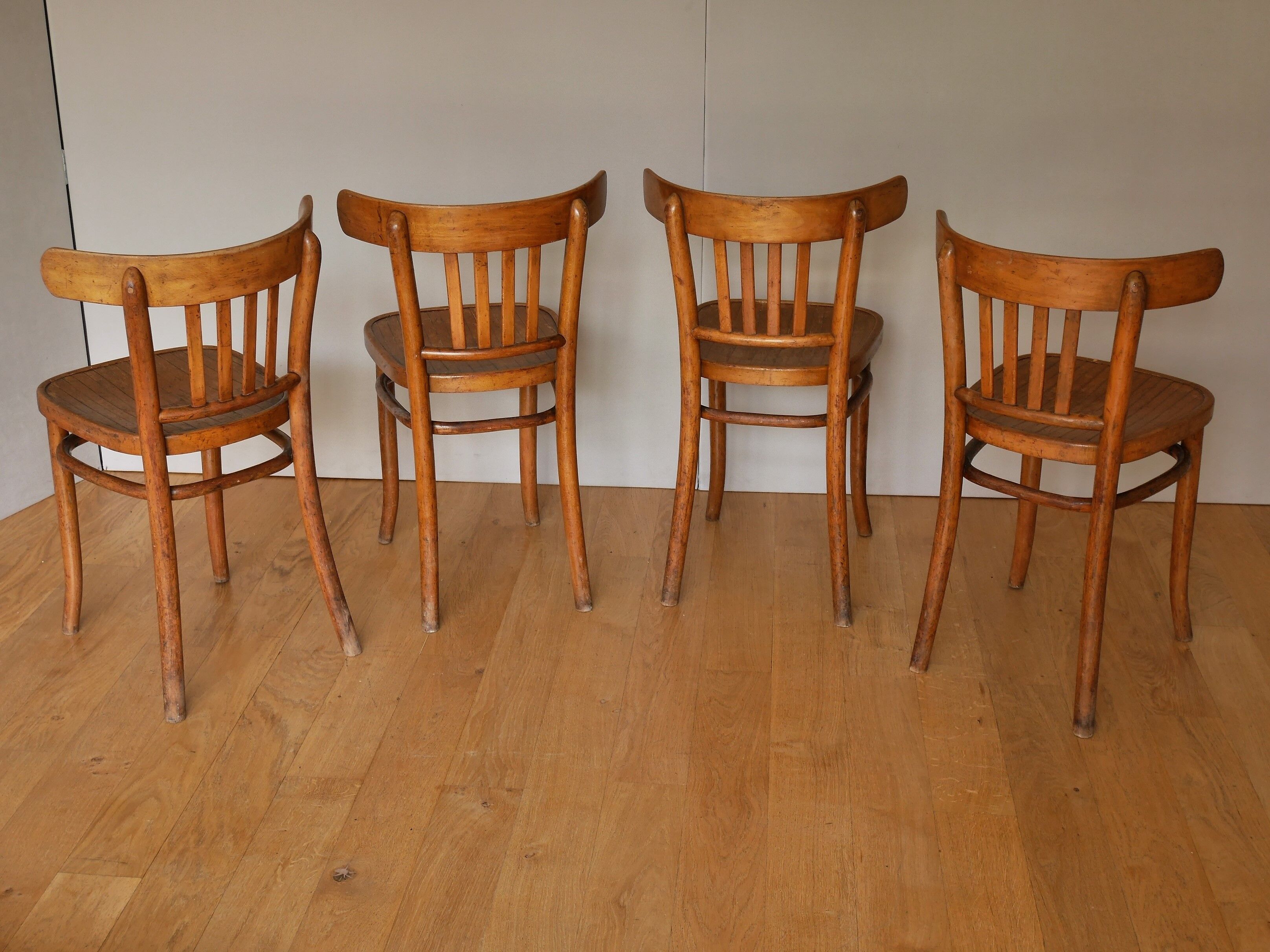 Set of 6 chairs bistro baumann wooden clear vintage