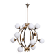 Stilnovo Mid-Century Italian Brass and Opaline Globe Chandelier