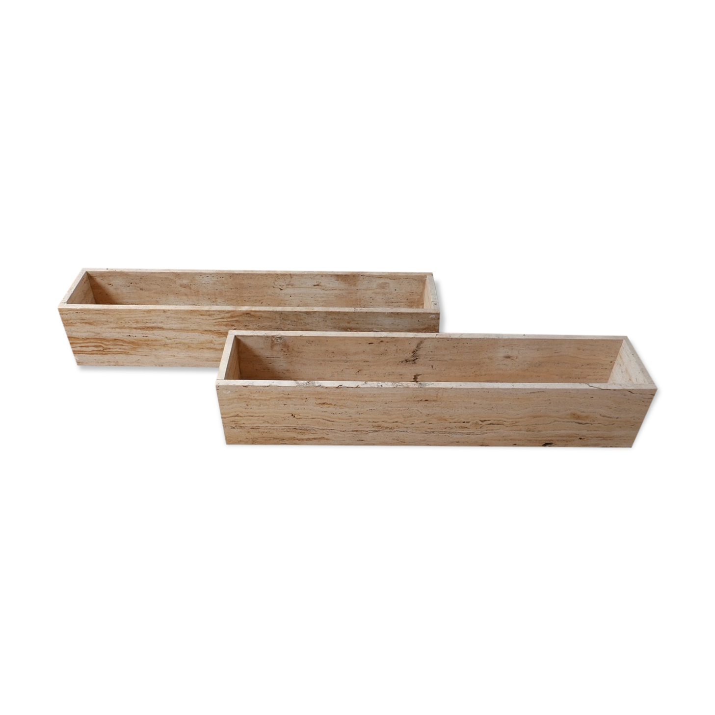 Pair of Mid-Century Travertine Belgium Planters