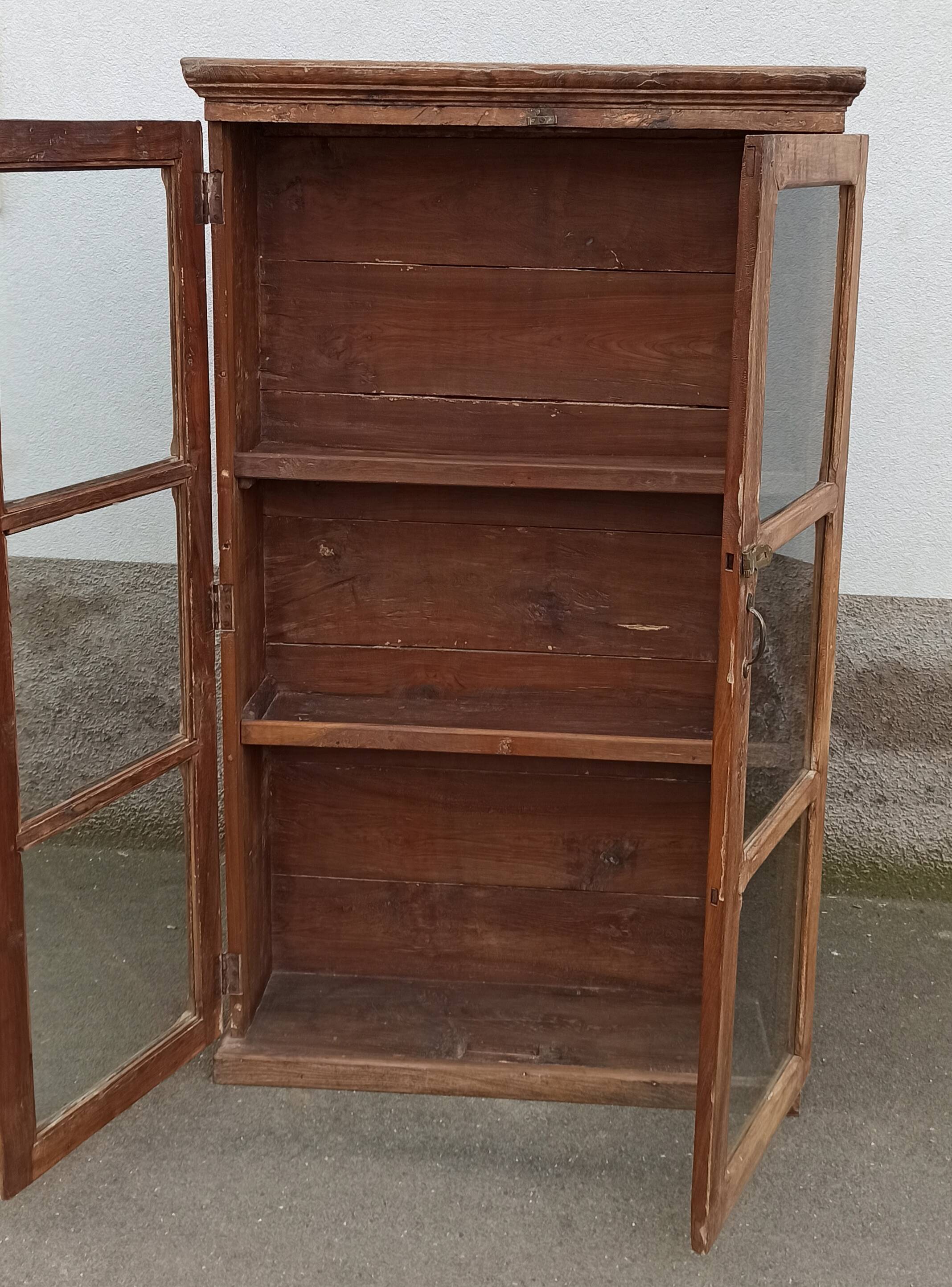 Antique wooden glass cabinet