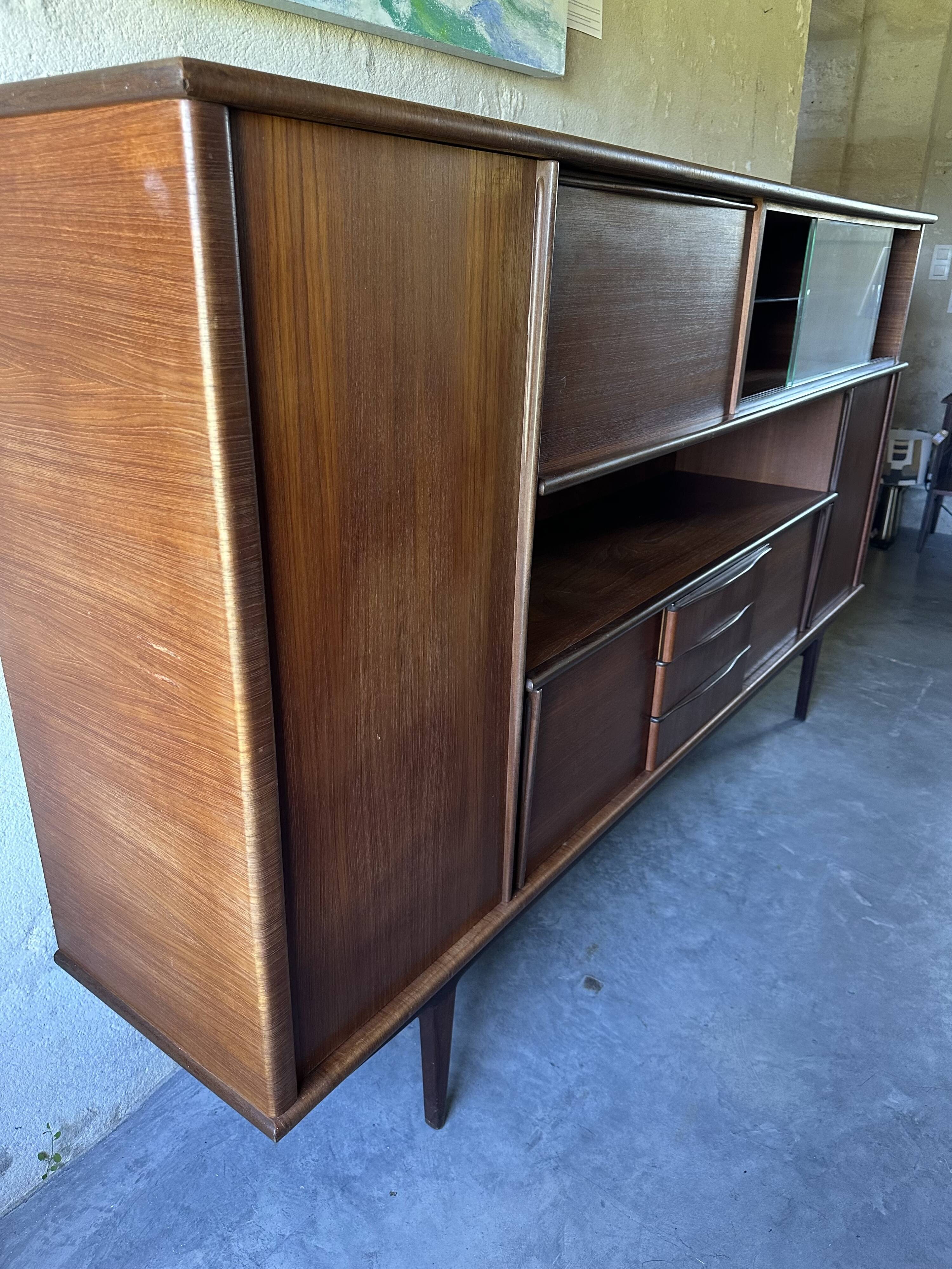 High sideboard or living room teak, vintage 1960s