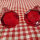 Red glass salt and pepper shaker