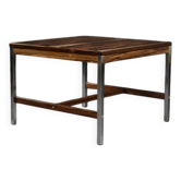 Vintage Mid-Century Modern Swedish Square Rosewood and Aluminium Coffee Table