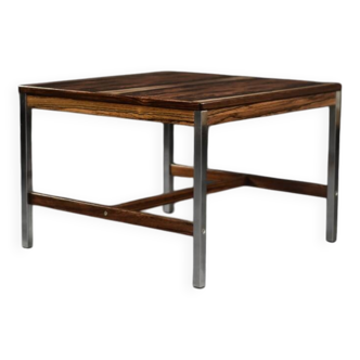 Vintage Mid-Century Modern Swedish Square Rosewood & Aluminum Coffee Table