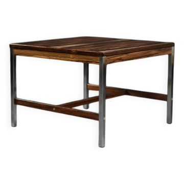 Vintage Mid-Century Modern Swedish Square Rosewood and Aluminium Coffee Table