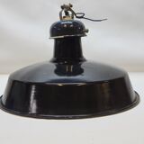 Pendant lamp industrial workshop lampshade in vintage black enameled metal