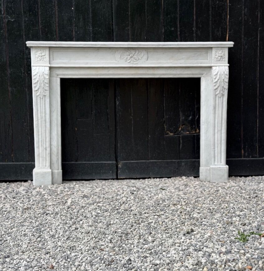 Louis XVI style Carrara marble fireplace circa 1880