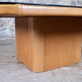 De Sede DS-47 coffee table in cognac leather and mirrored top, Switzerland, 1970s
