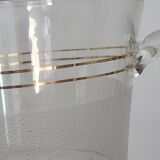 Glass carafe set with gilding and marbling, with 6 associated glasses