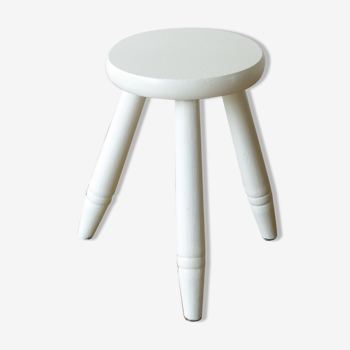 Tabouret tripode blanc crème