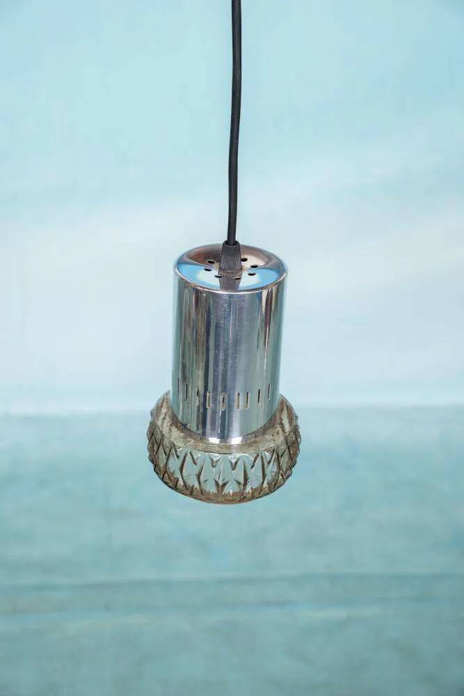 Suspended glass from the space age, mid-century glass from the 1960s.