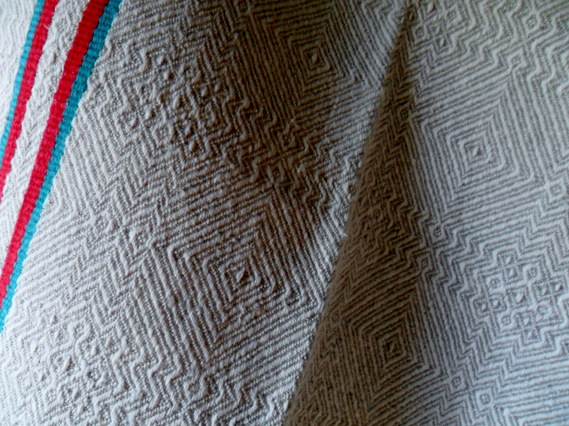 Set of 5 towels embroidered vintage, basque canvas