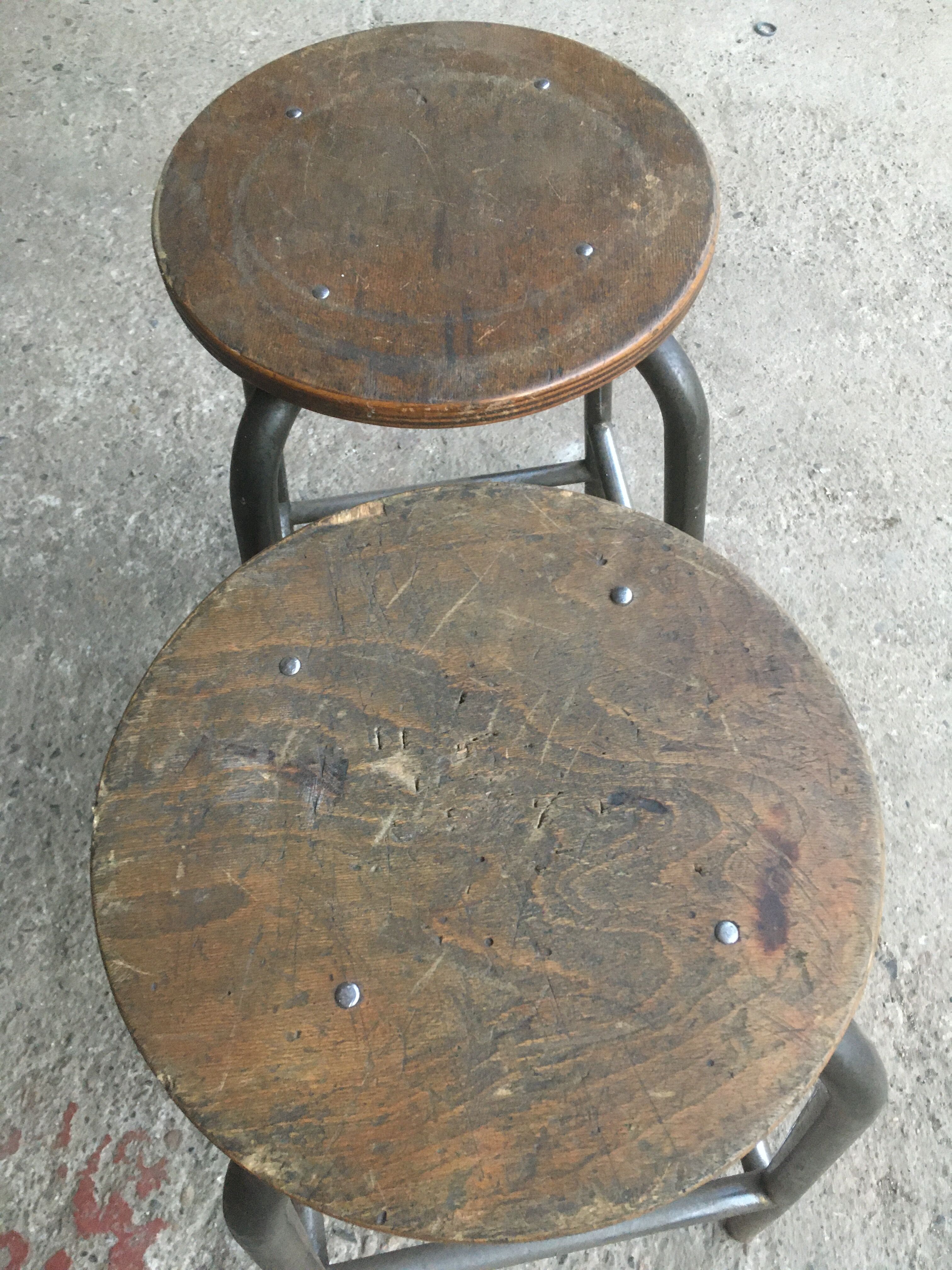 Metal and wood workshop top stool