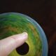 Blue-yellow marbled glass tulip in colochinte - signed