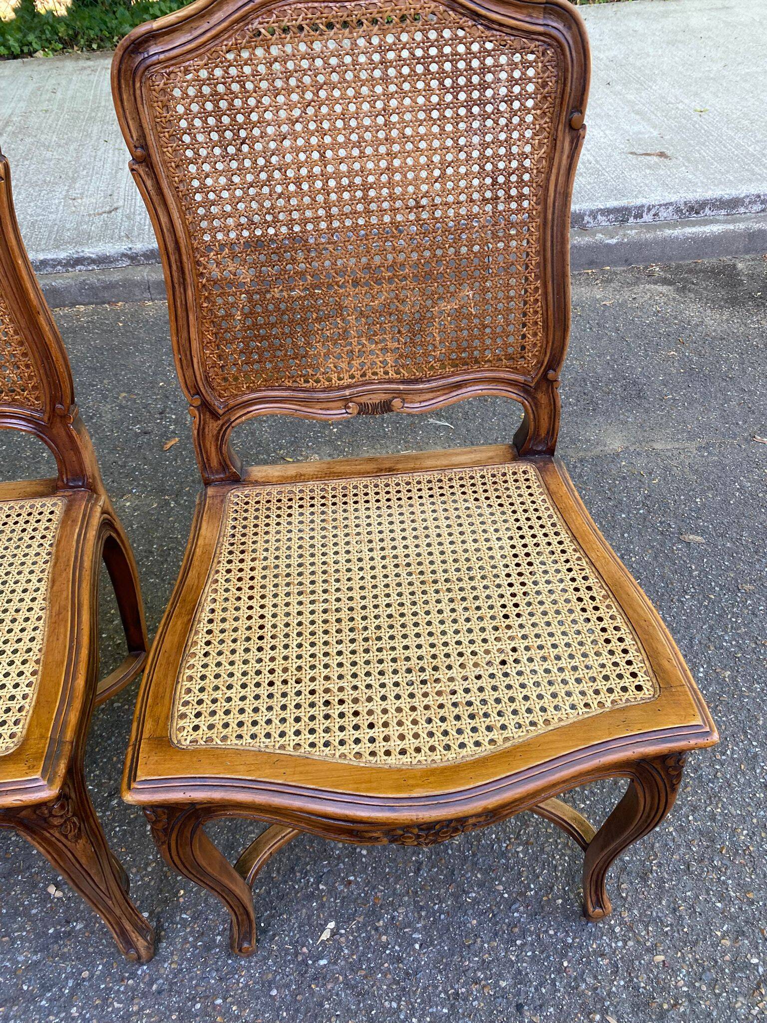 2 Louis XV style chairs in solid oak with rush seating from La Meublerie Meulin.