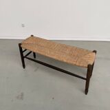 Oak and straw farm bench