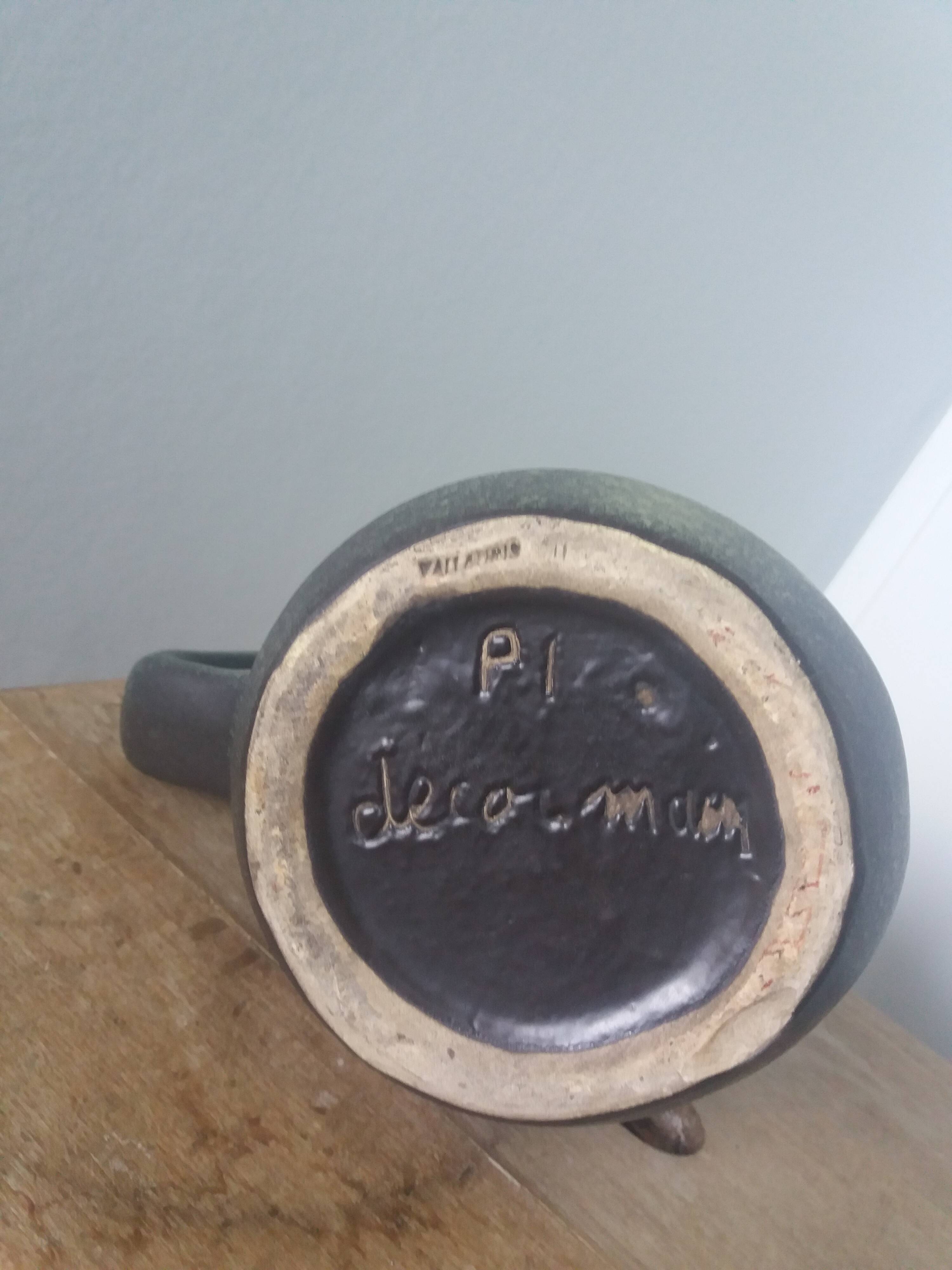 Pitcher signed François Caleca Vallauris rare in pale green