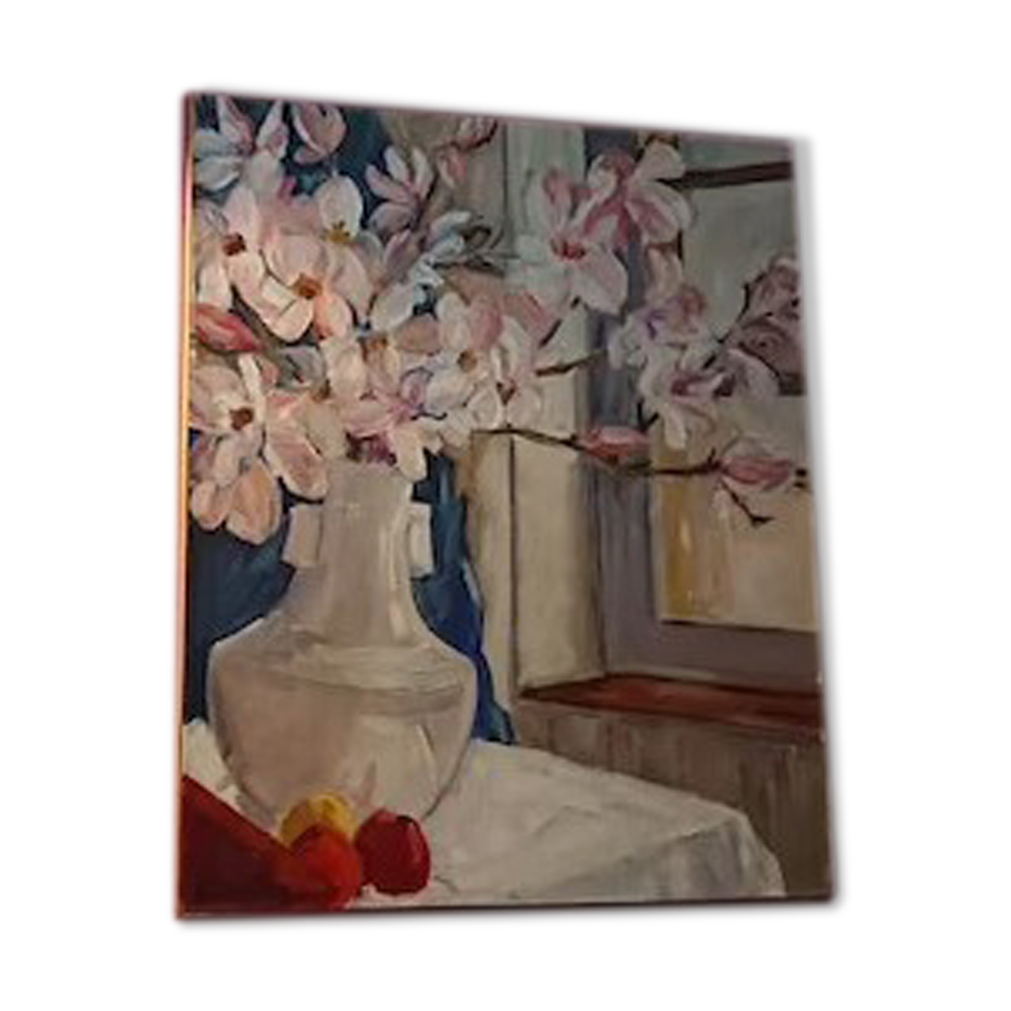 Painting a. favory "the magnolias" oil on canvas france 1960 impressionists post cubism