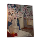 Painting a. favory "the magnolias" oil on canvas france 1960 impressionists post cubism