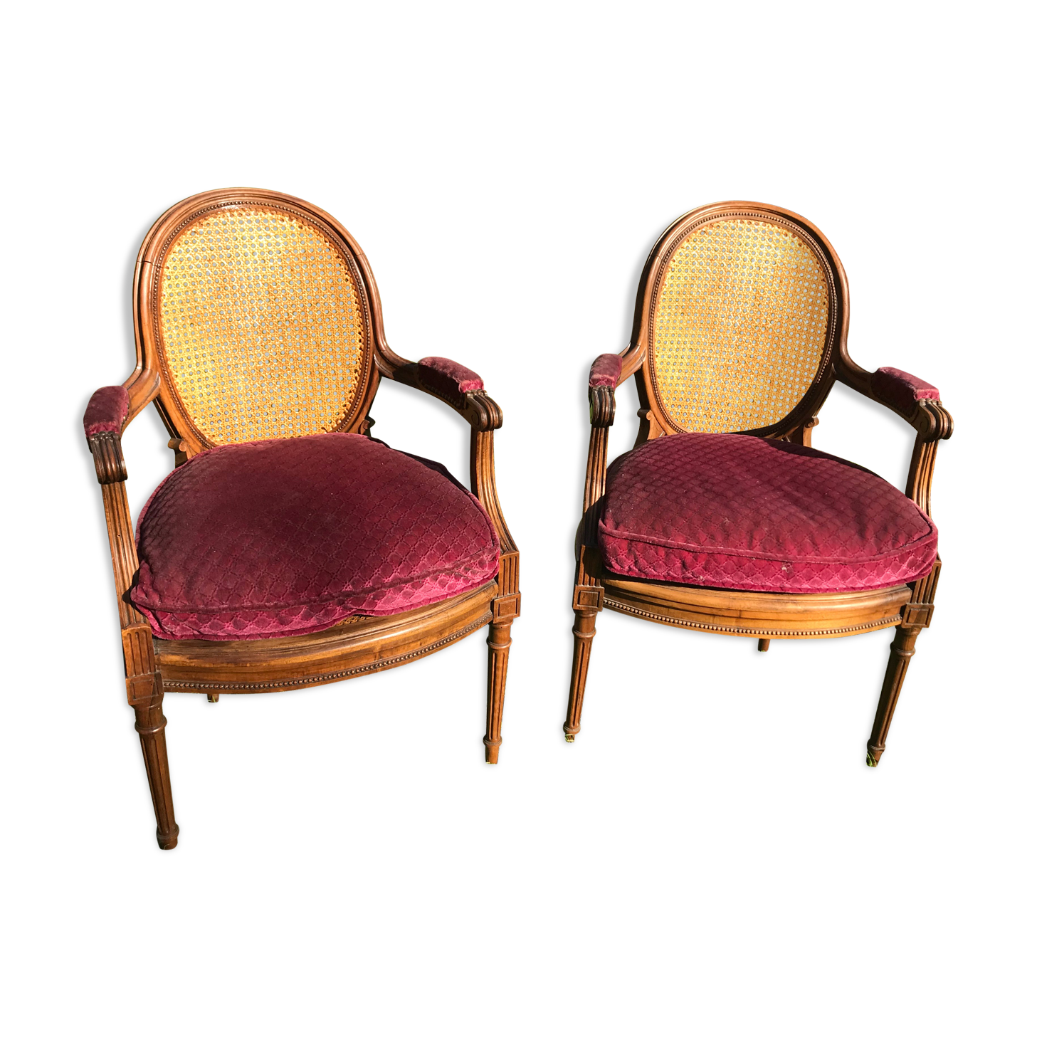 Pair of Louis XVI cannage style armchairs