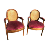 Paire de fauteuils style Louis XVI cannage