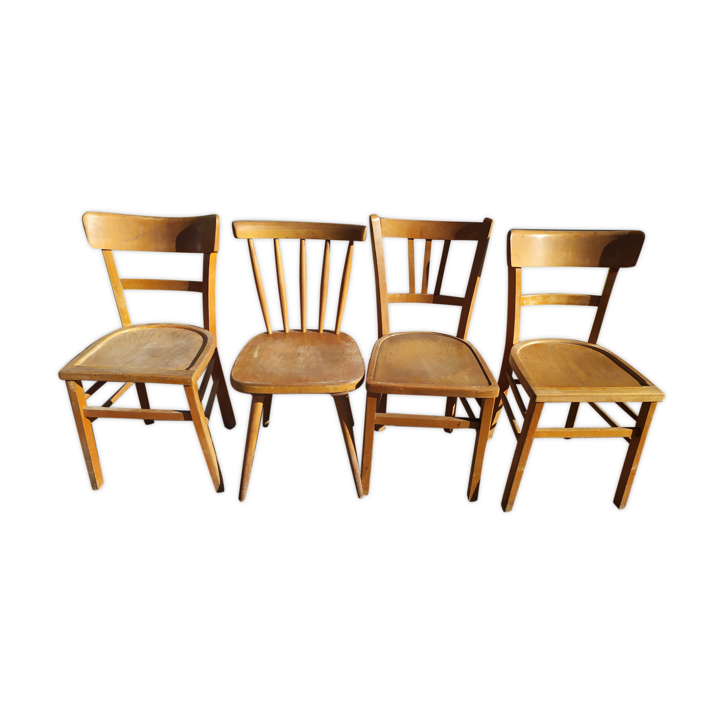 Lot of 4 luterma wood bistrot chairs years 50/60