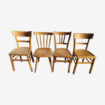 Lot de 4 chaise de bistrot  bois luterma, année 50/60