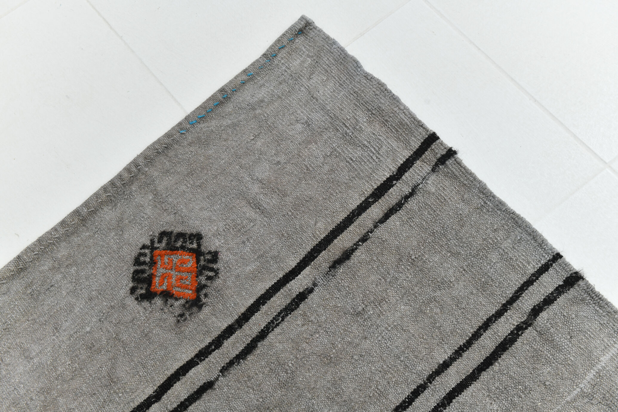 6x12 Gray & Black Modern Hemp Rug, 184x379Cm