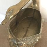 Cache-pot vide-poche vintage cygne en laiton doré