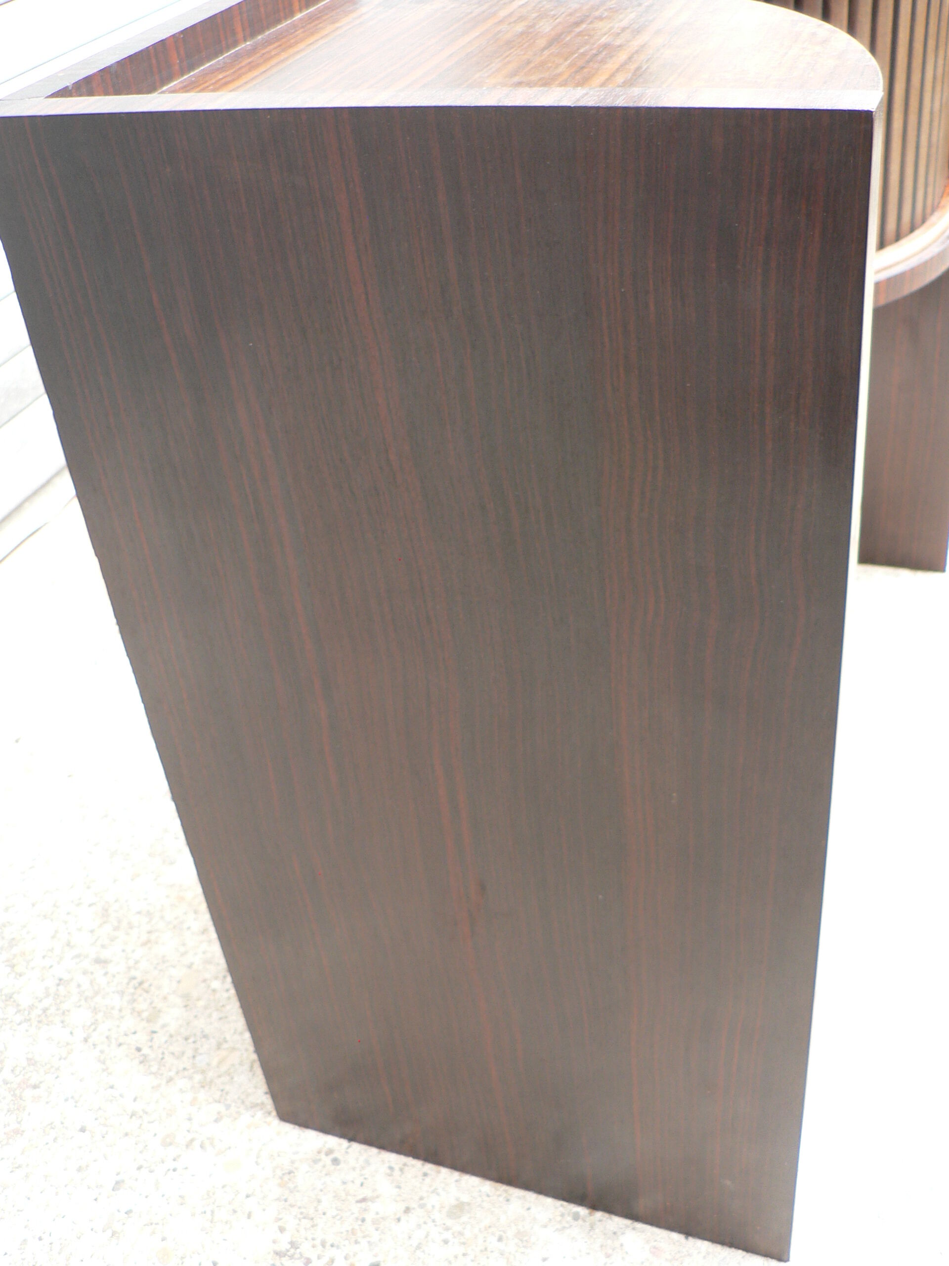 Pair of macassar art deco bedside tables