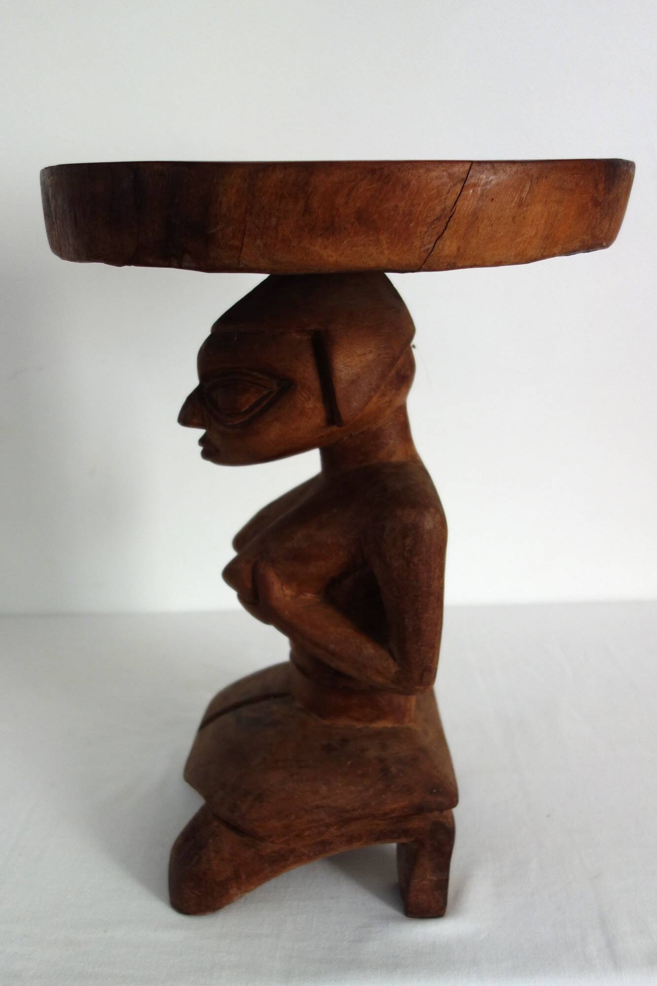 Vintage Luba carved wooden stool