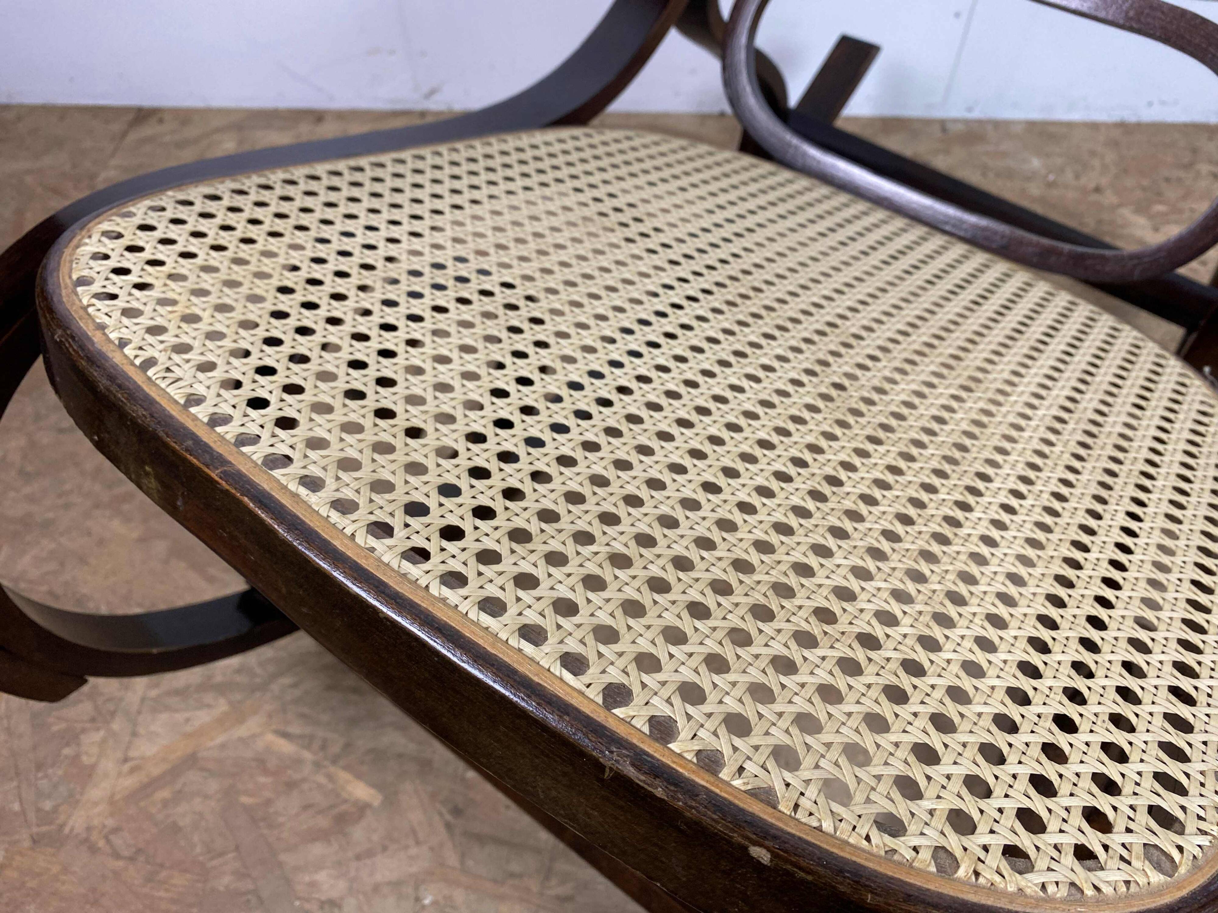 Rocking Chair in wood and canework, vintage 1970s